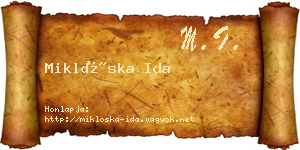Miklóska Ida névjegykártya